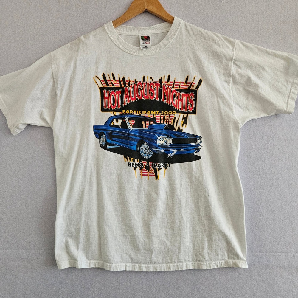 Vintage Hot August Nights 2000 Reno Sparks Car Show T-Shirt White XL Fruit Loom